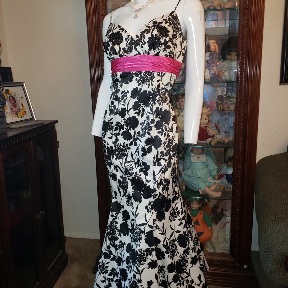 Black floral formal dress